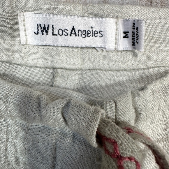 Johnny Was Sentrie Gray Print Drawstring Linen Shorts w Embroidery Women Medium - Picture 11 of 12